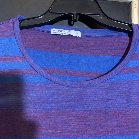 Anthropologie Stateside Striped Mock Wrap Long Sleeve Top Size XS Purple Blue - Picture 5 of 9